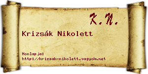 Krizsák Nikolett névjegykártya
